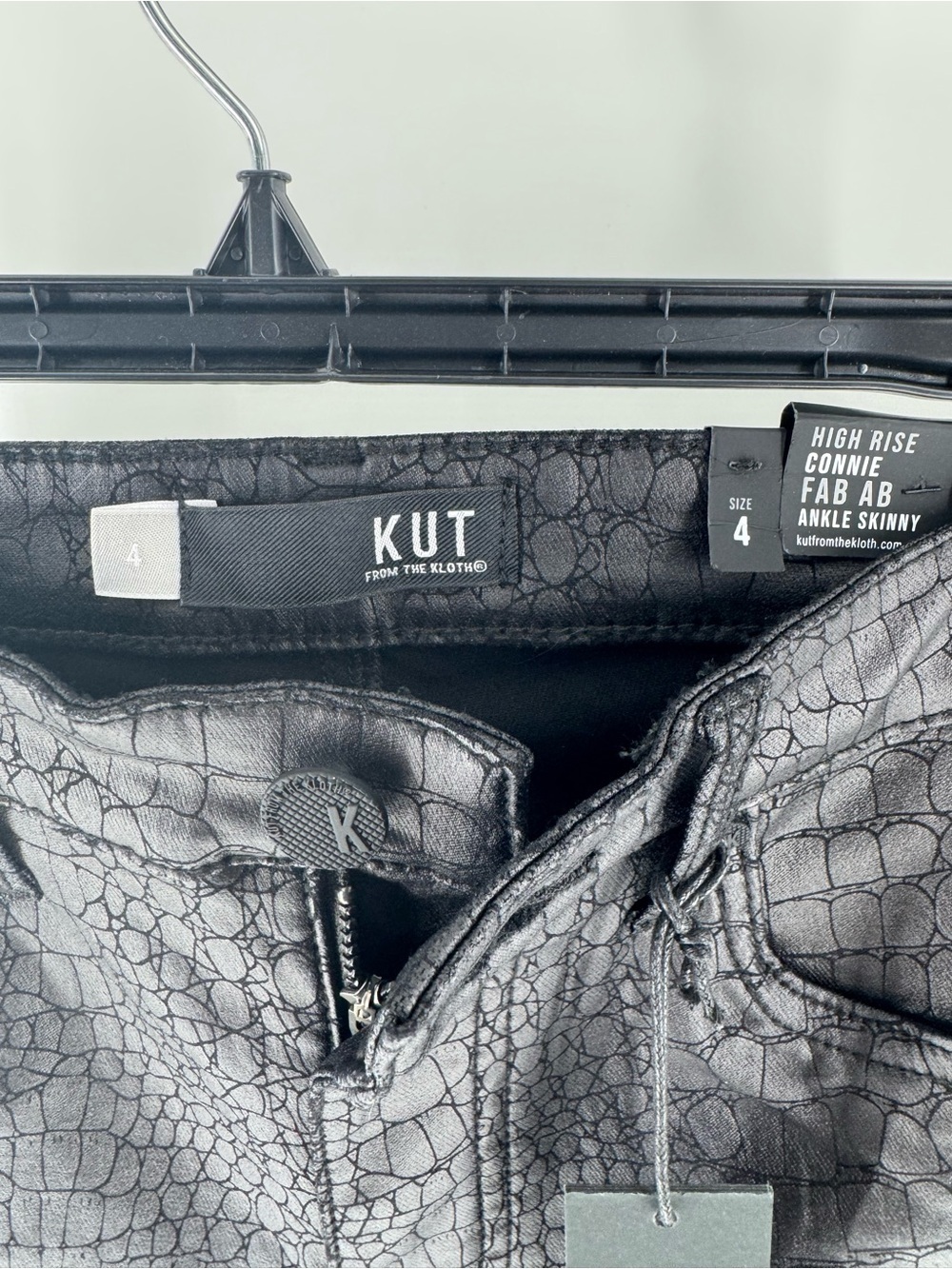 NWT KUT from the Kloth Connie Coated Croc Skinny Jeans - Size 4 rocker nightlife - Picture 5 of 9
